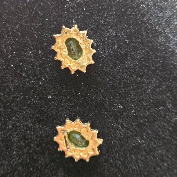 Peridot, Diamond and 10K Gold Stud Earrings - Picture 6 of 7